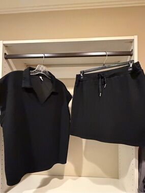 Women's Black Skort Set with Drawstring Waist